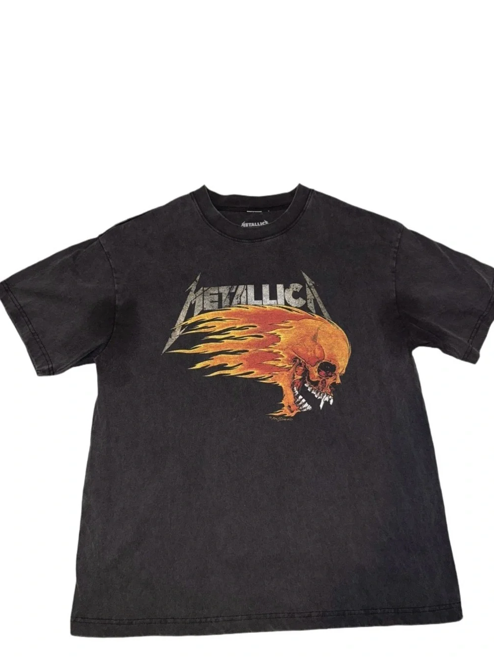 Metallica Skull Tour Tee L Vintage Wash Black Band Shirt Front Back - Picture 1 of 5